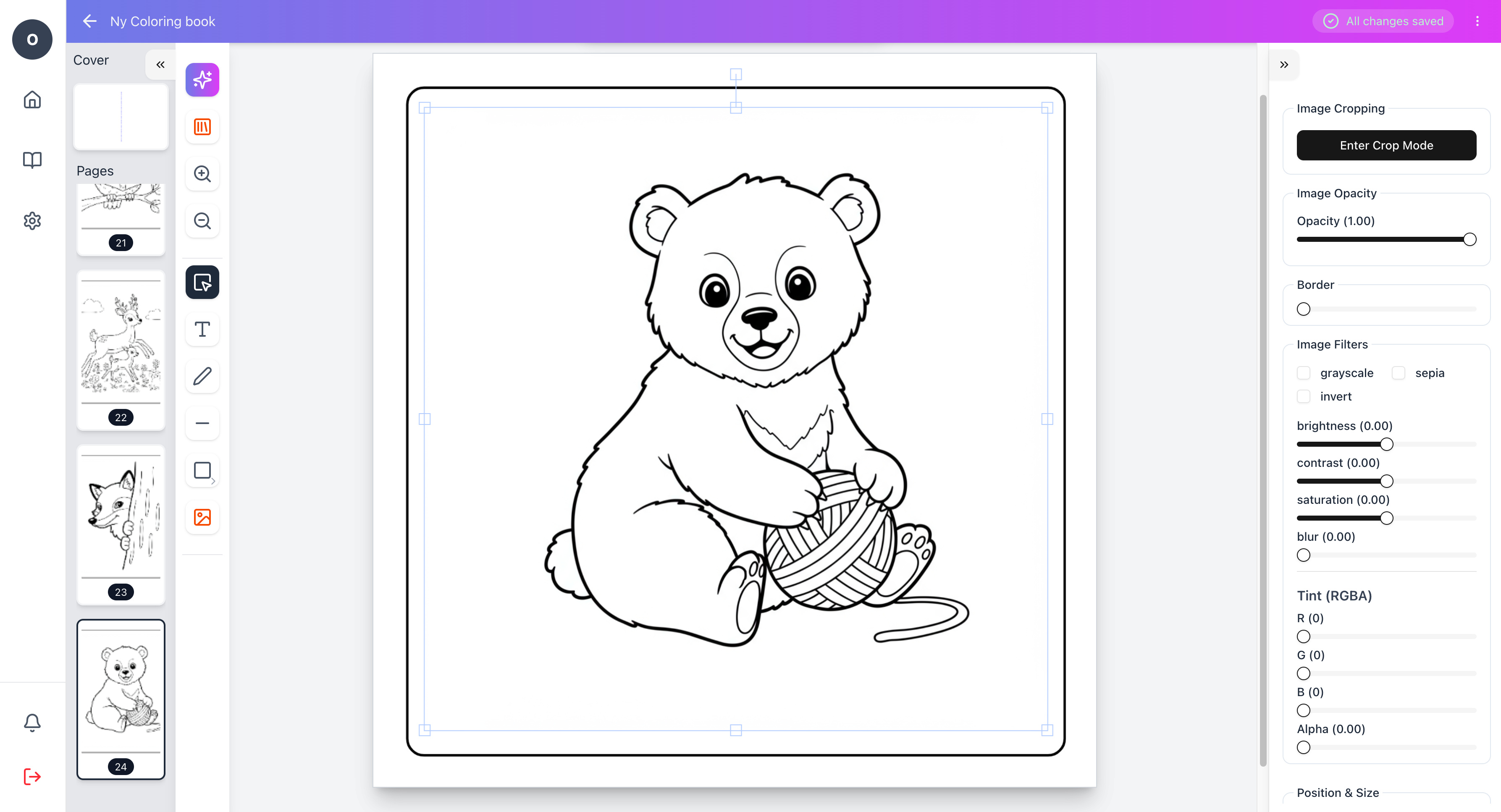 Screenshot of the BooksGenie.ai Coloring book creator