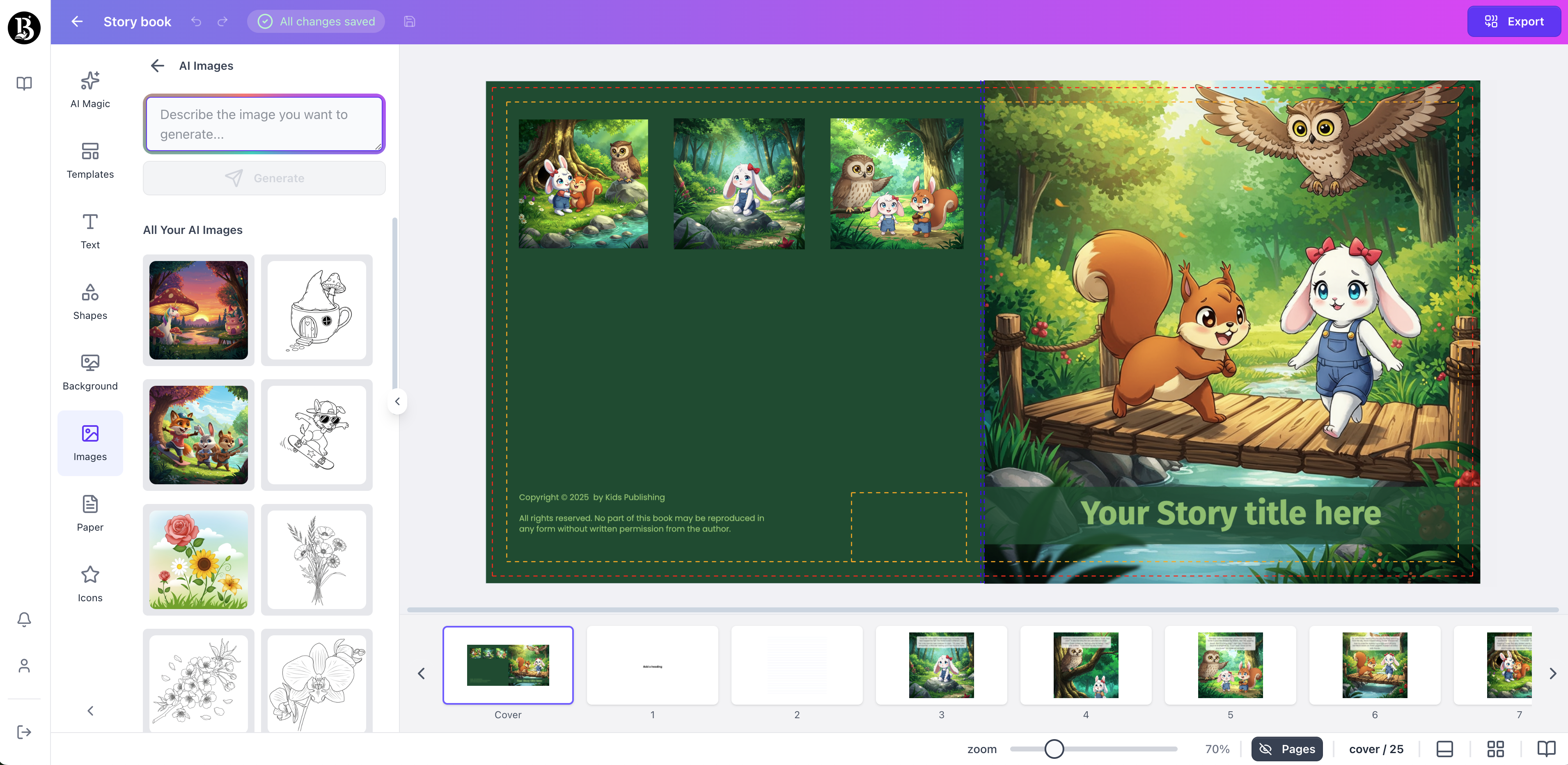 KDP cover creator interface