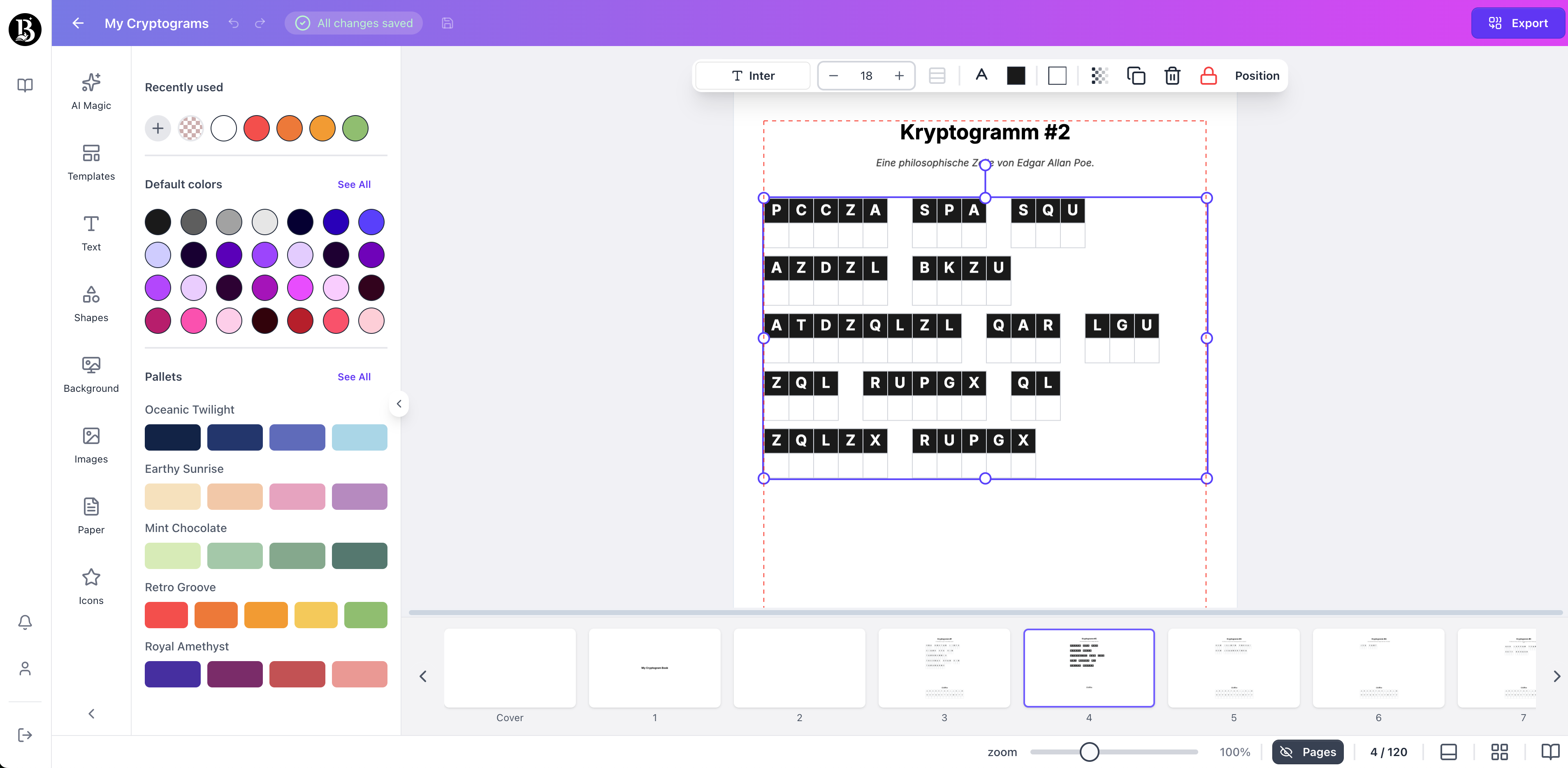 cryptogram page 1 generated with booksgenie.ai
