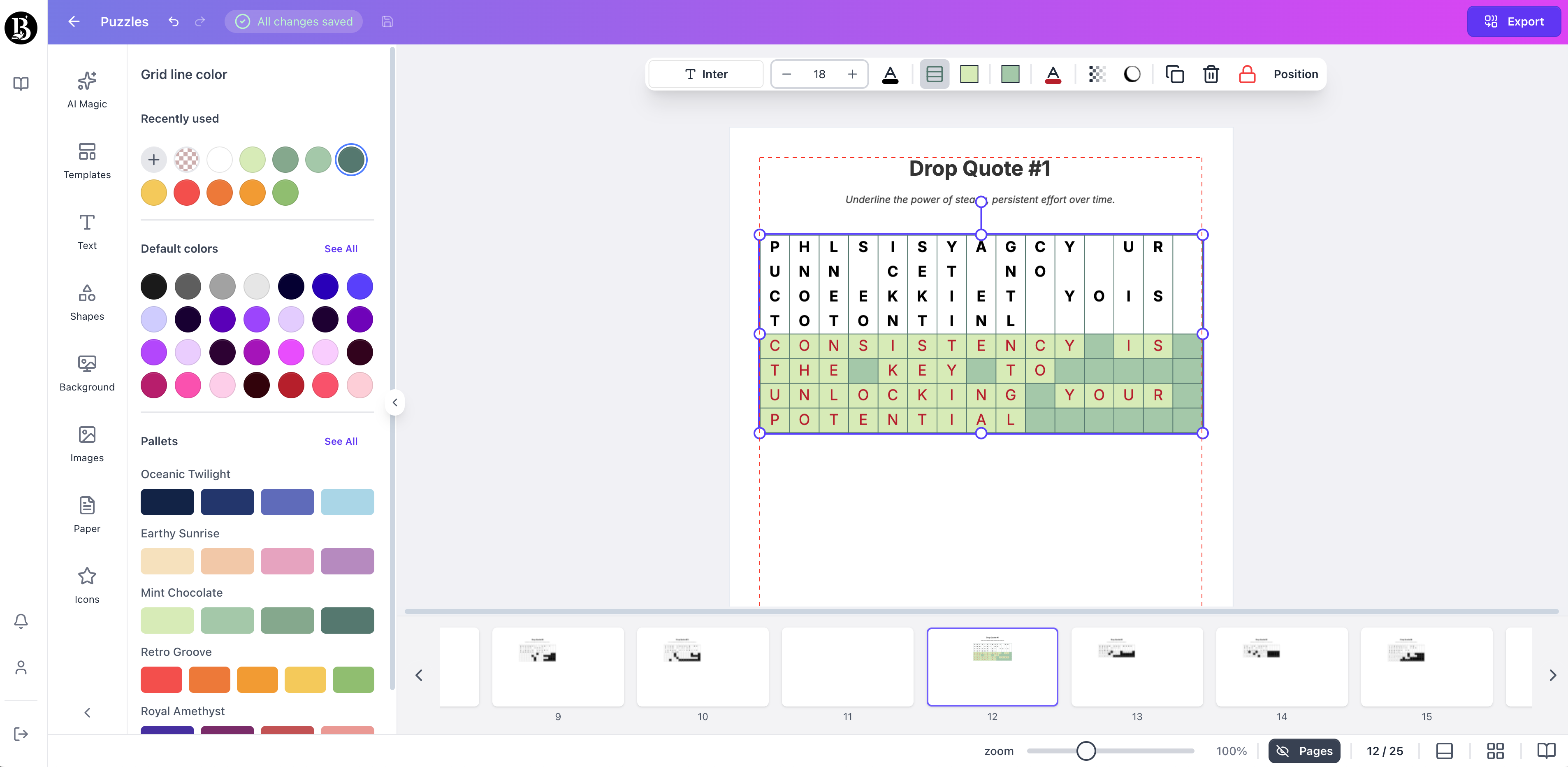 Booksgenie.ai generate drop quote puzzle