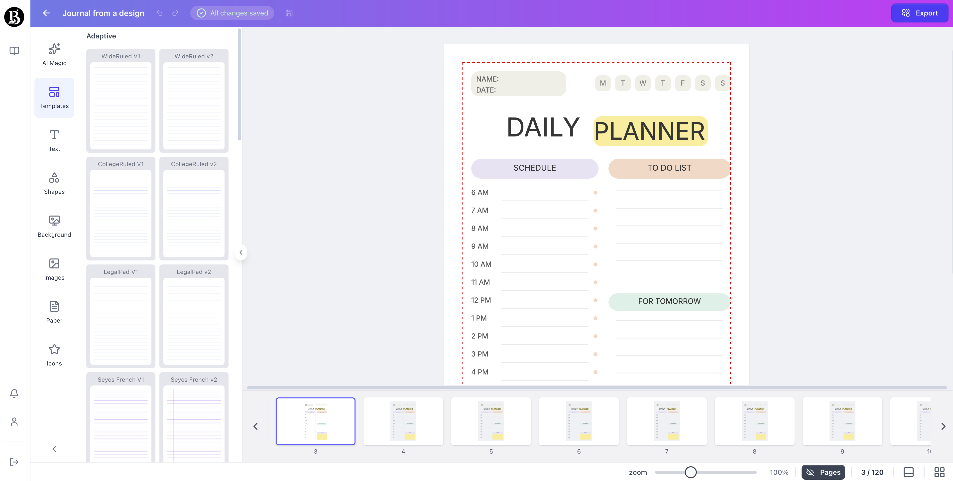 booksgenie.ai AI generated journal page