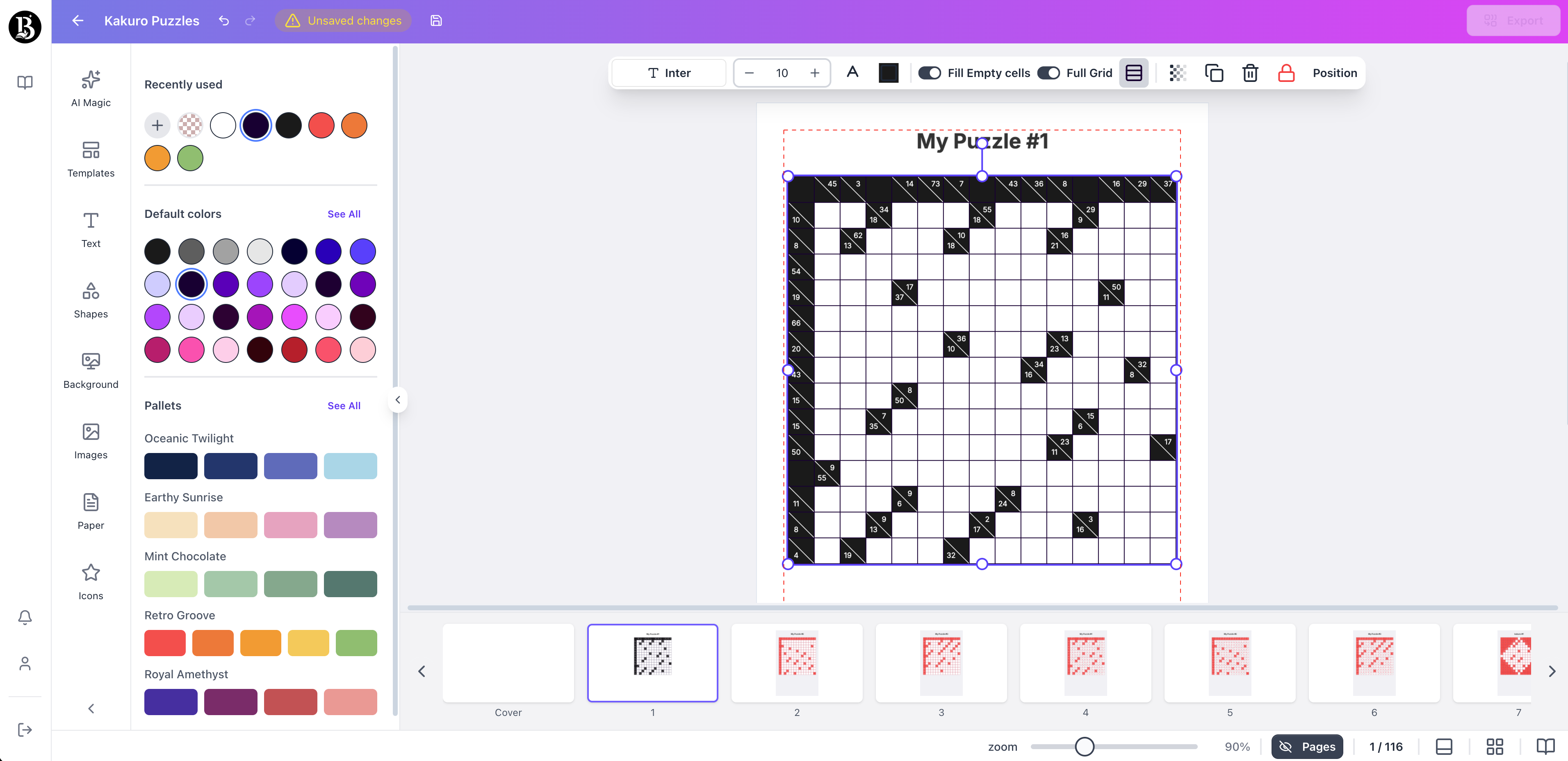kakuro puzzle page 1 generated with booksgenie.ai
