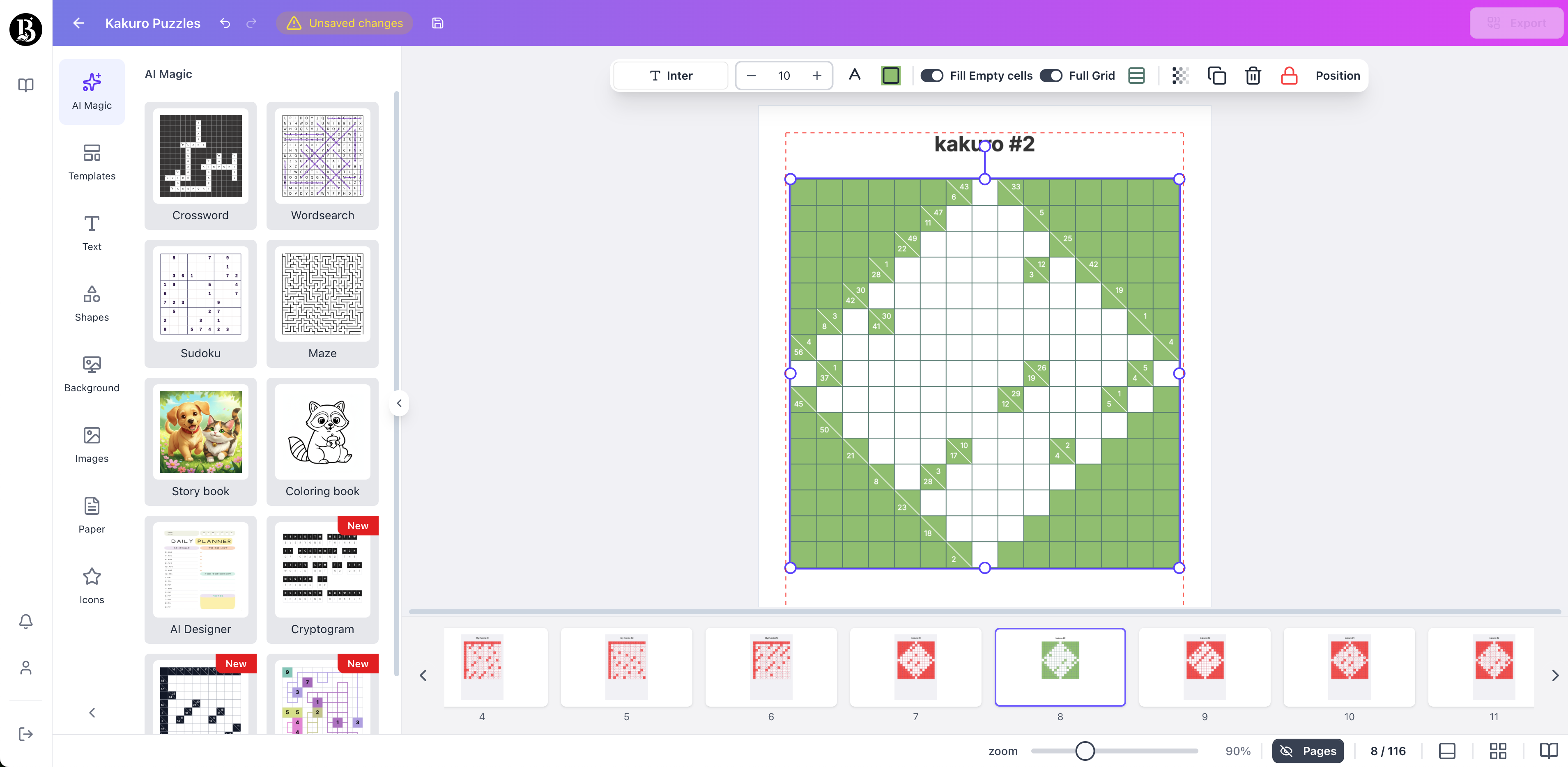 kakuro puzzle page 2 generated with booksgenie.ai