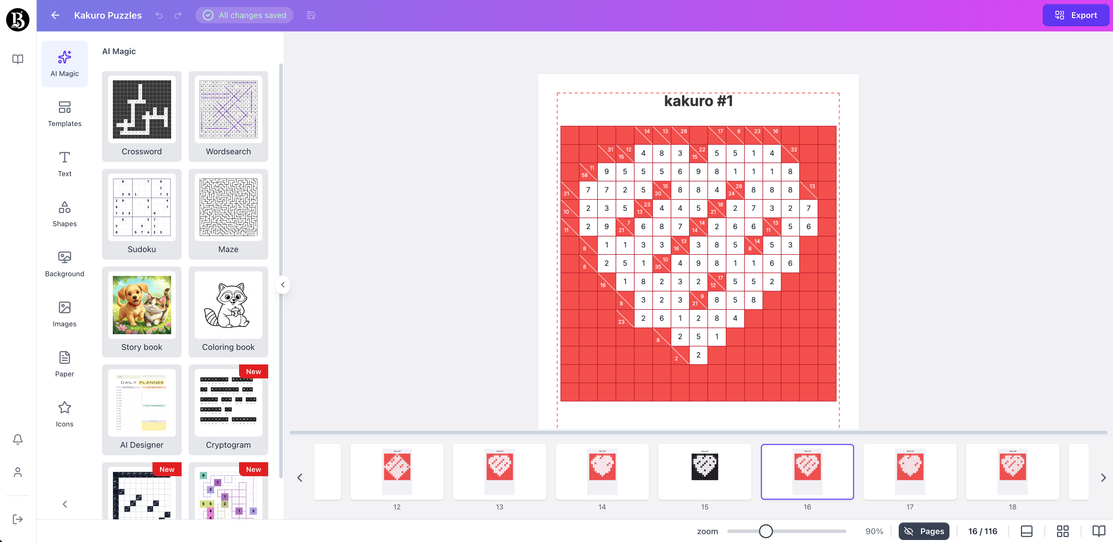 kakuro puzzle page 3 generated with booksgenie.ai
