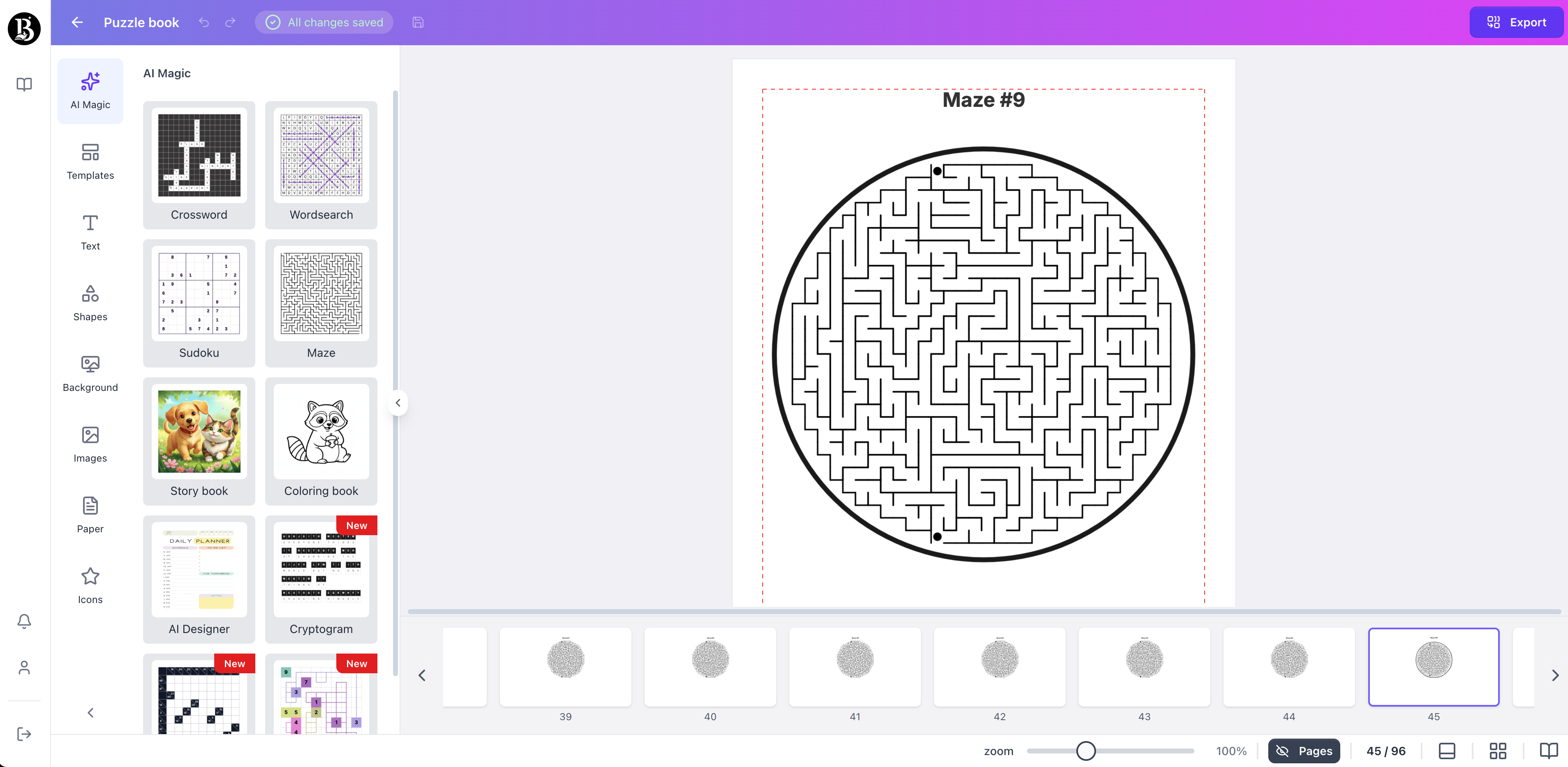 maze page generated with booksgenie.ai