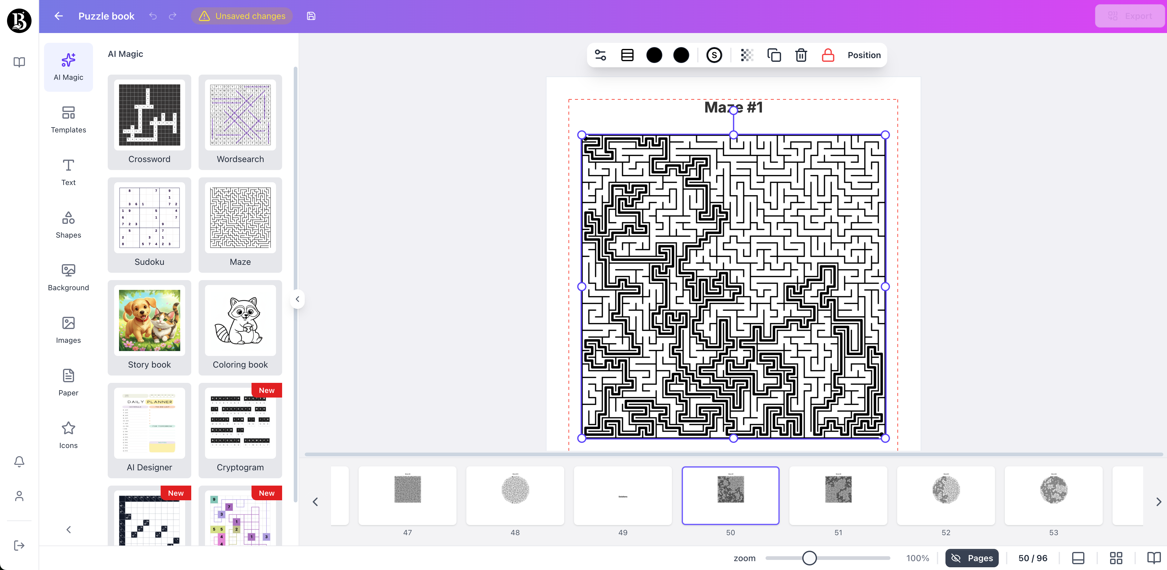 maze page generated with booksgenie.ai