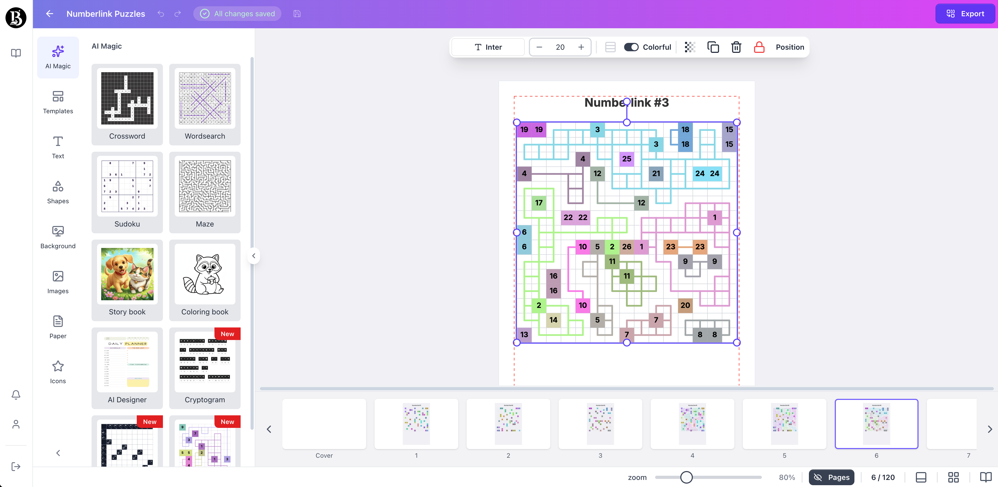 Numberlink puzzle page 2 generated with booksgenie.ai