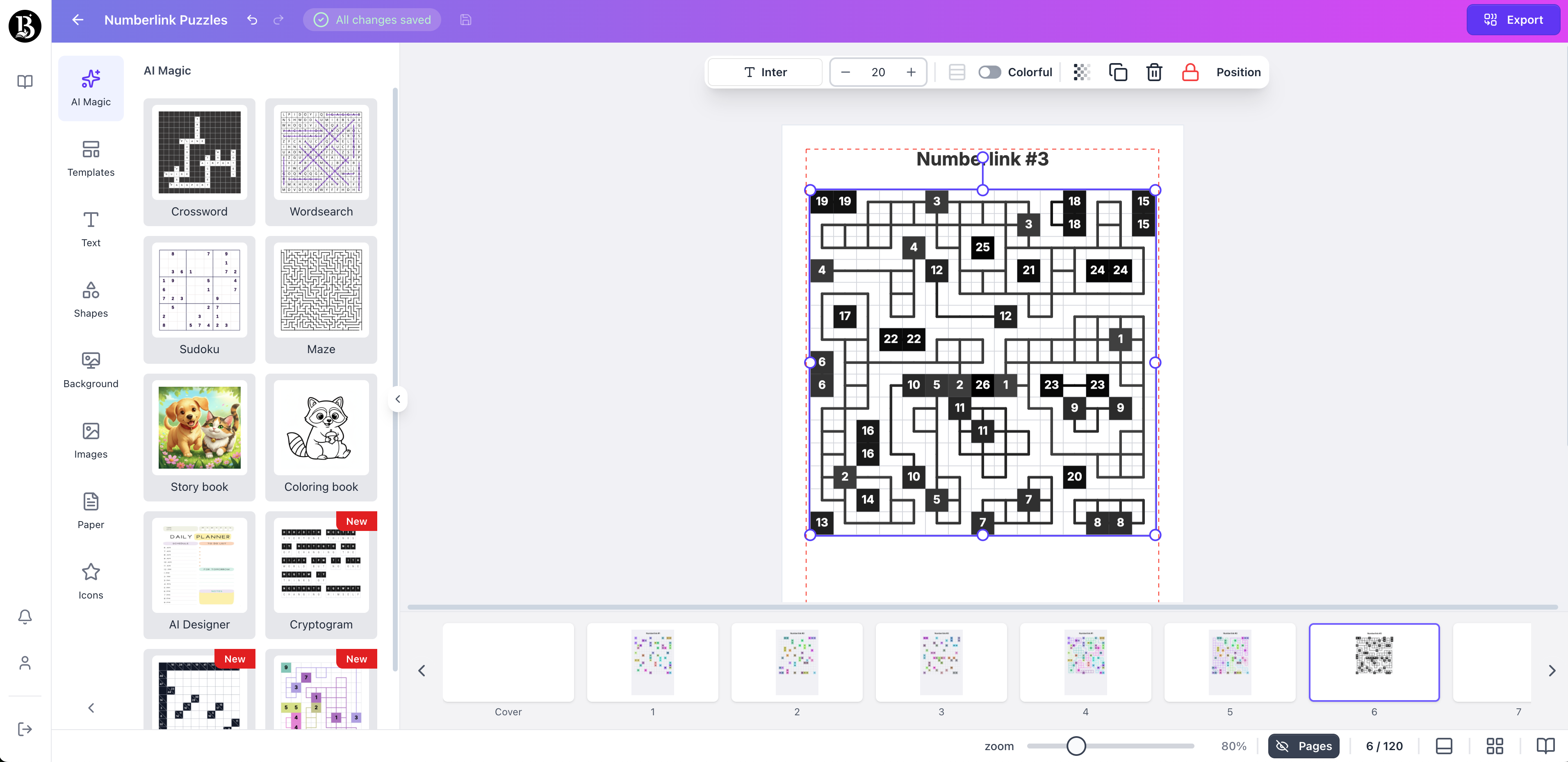 Numberlink puzzle page 3 generated with booksgenie.ai