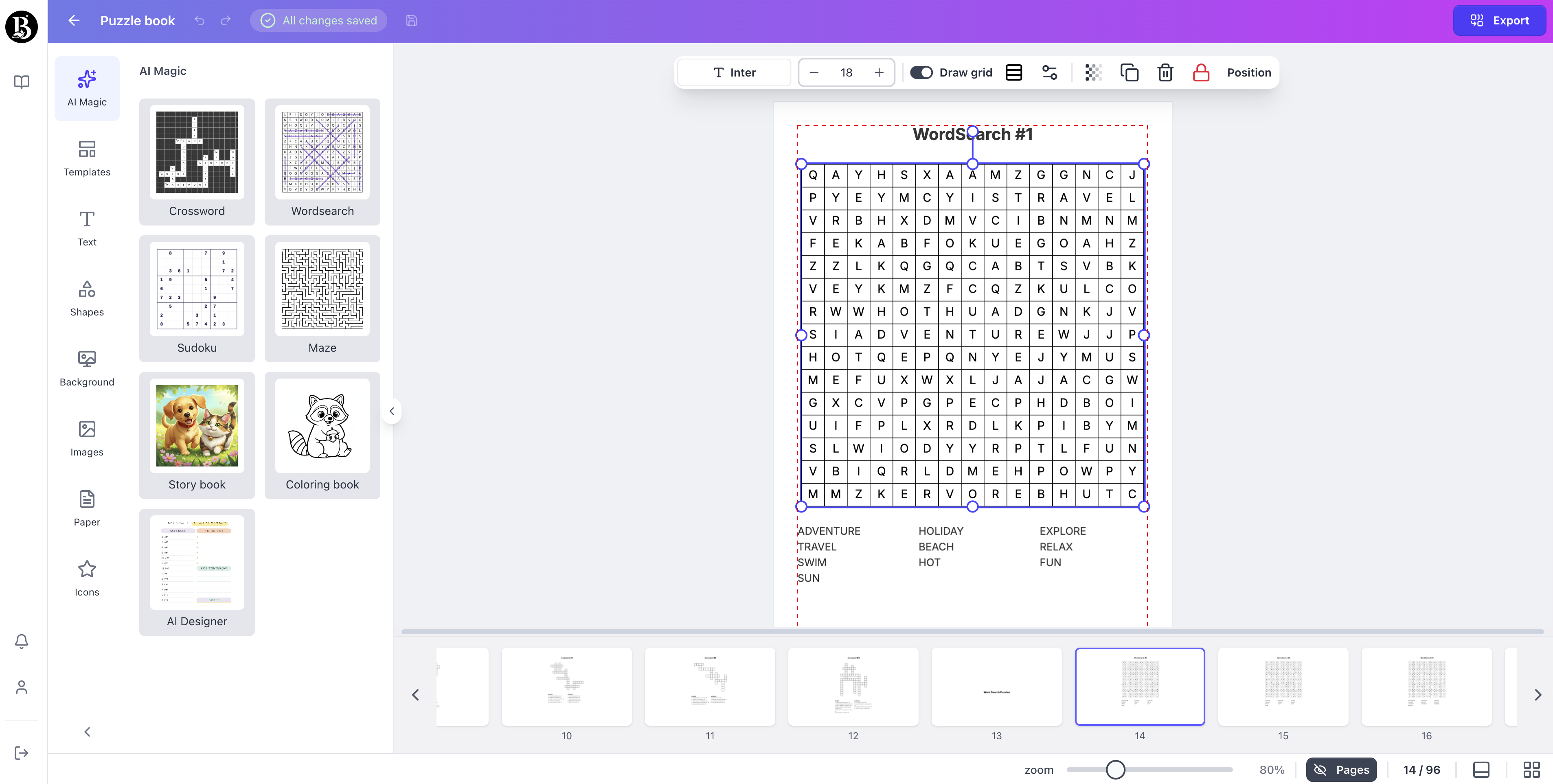 booksgenie.ai KDP wordsearch Puzzle screenshot
