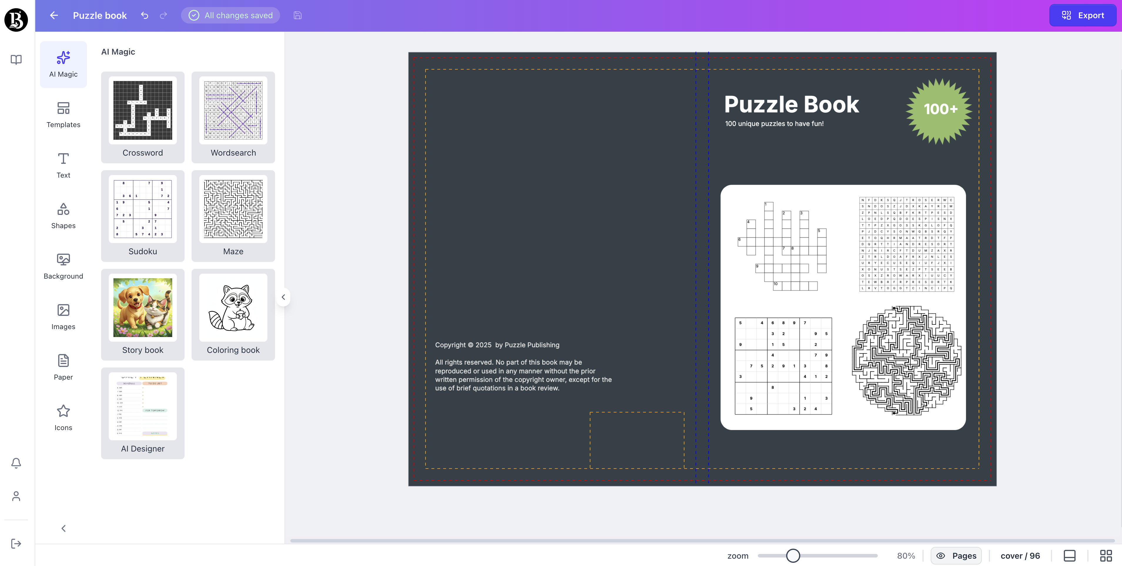 booksgenie.ai cover editor layout screenshot