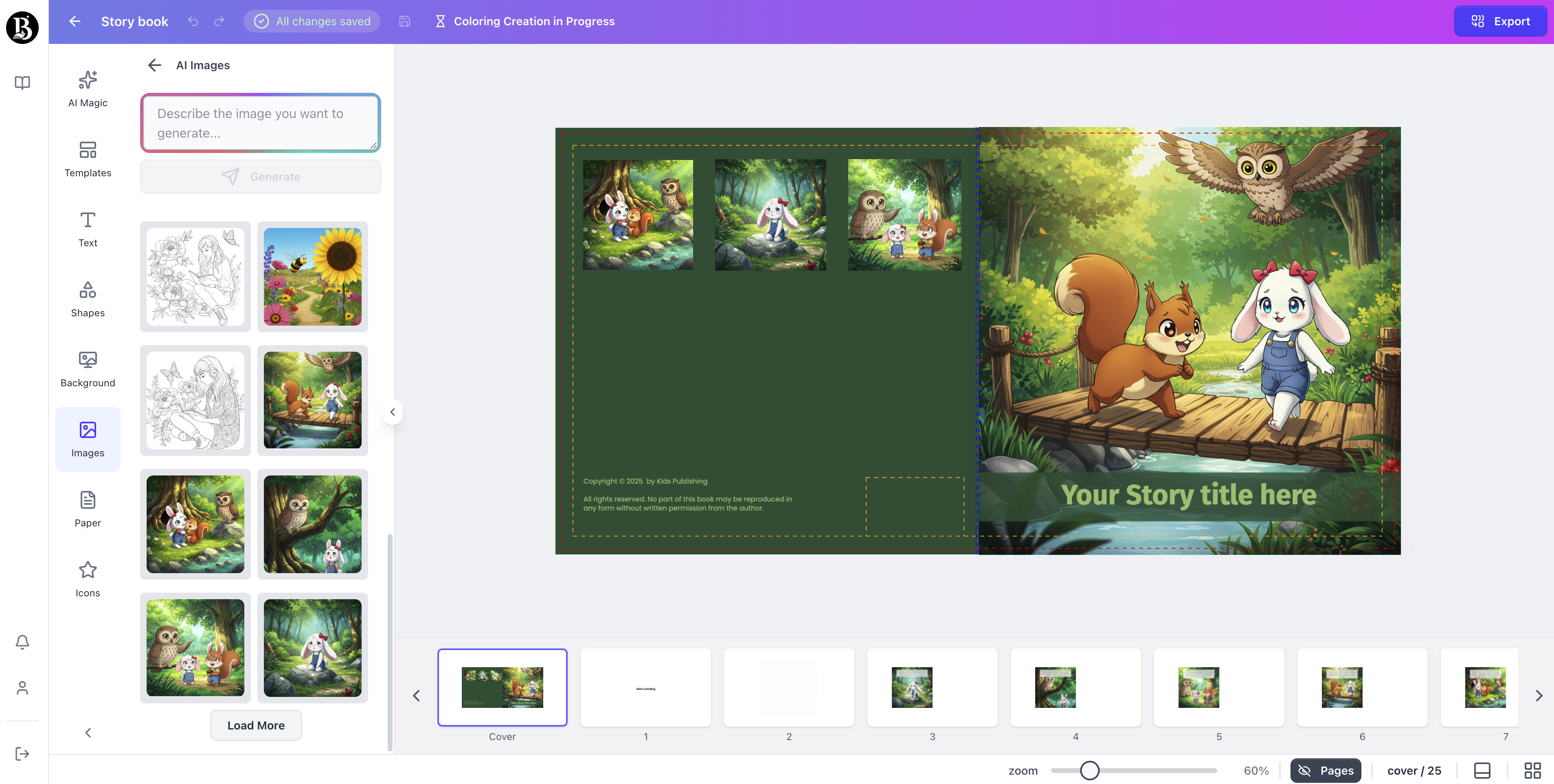 Children story page generated with booksgenie.ai