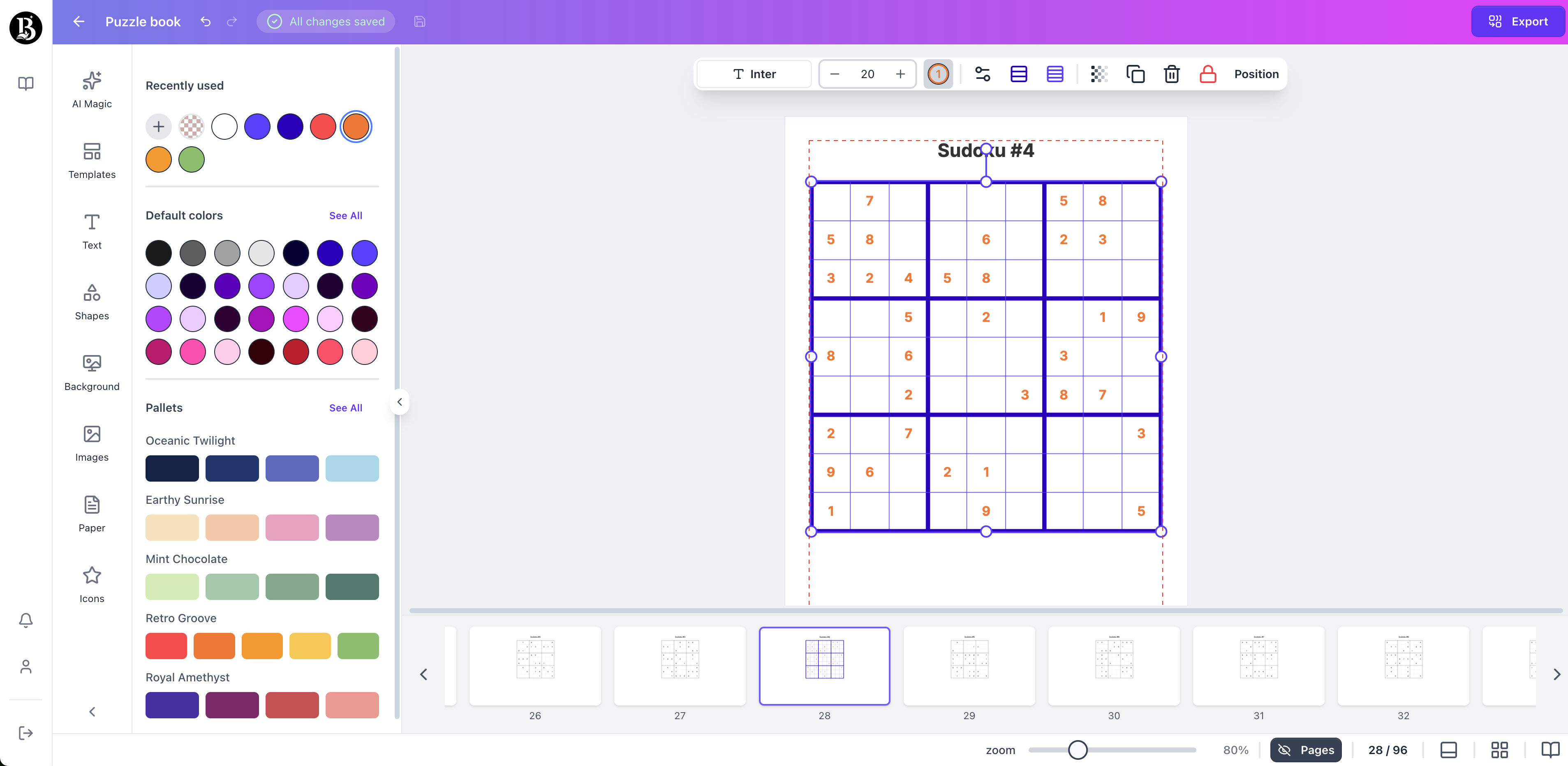 sudoku page generated with booksgenie.ai