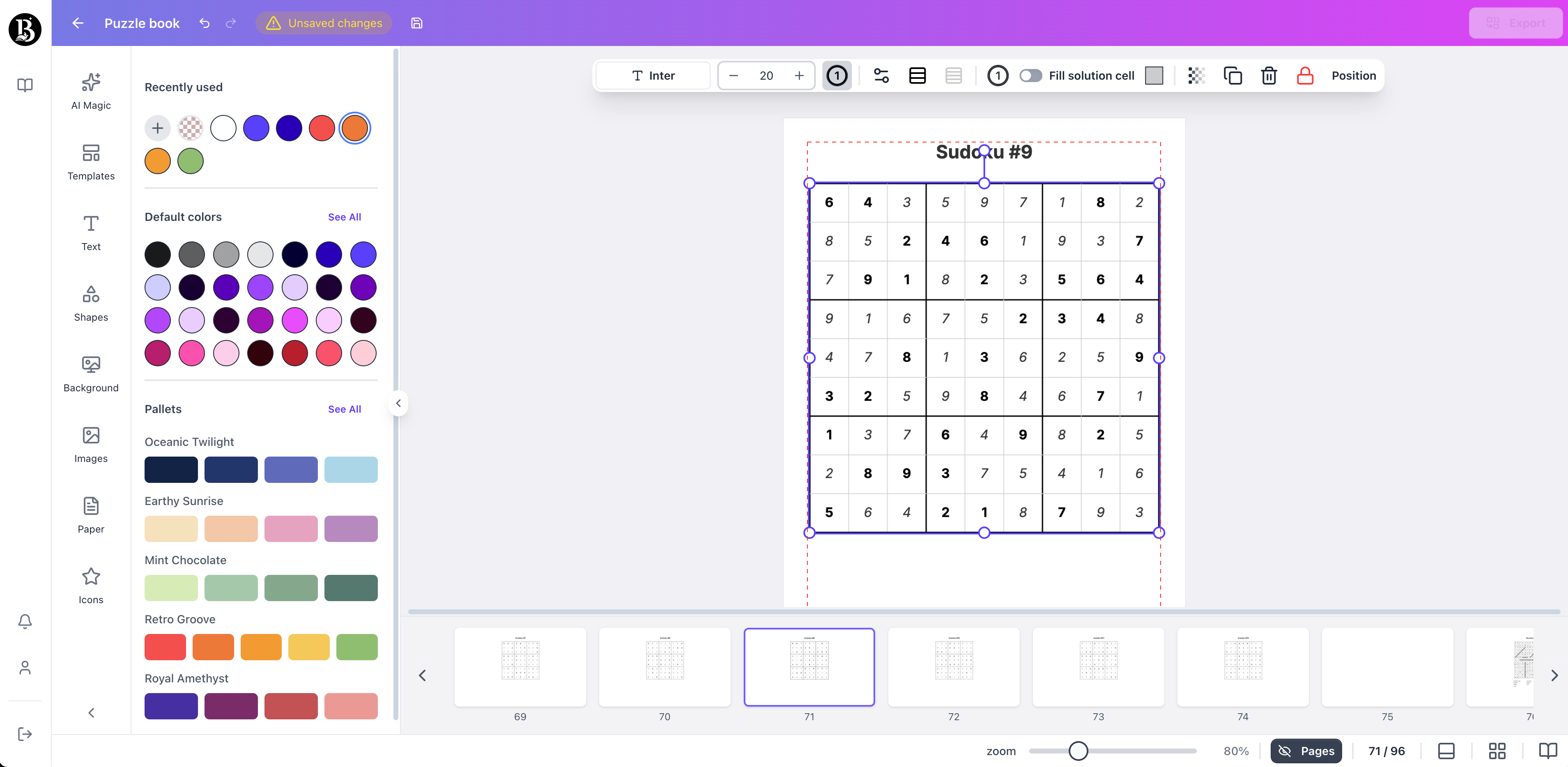 sudoku page generated with booksgenie.ai